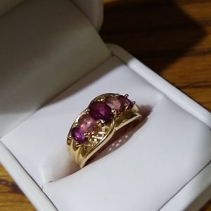 14K Rhodolite Garnet and Pink Tourmaline Ring